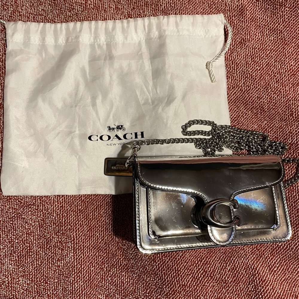 Coach Metallic Silver Crossbody Tabby